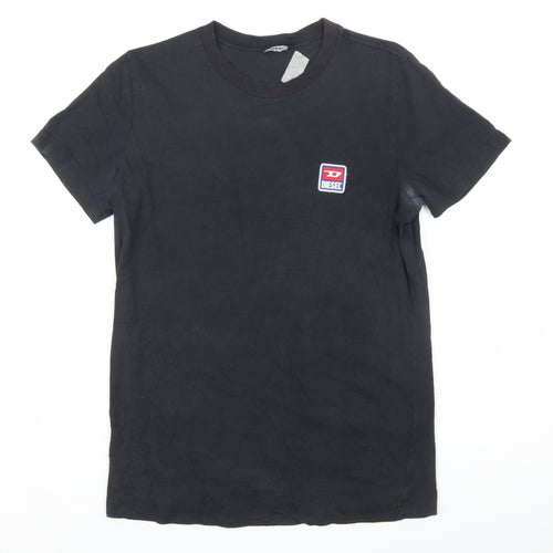 Diesel Men's Black Cotton Crew Neck Logo T-Shirt Size S