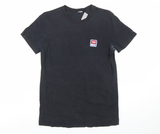 Diesel Men's Black Cotton Crew Neck Logo T-Shirt Size S
