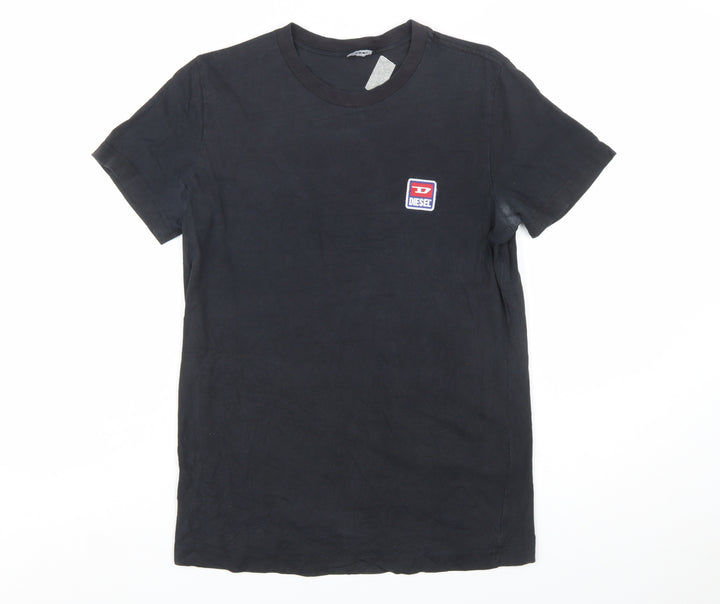 Diesel Men's Black Cotton Crew Neck Logo T-Shirt Size S
