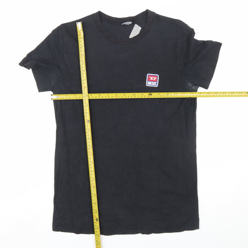 Diesel Men's Black Cotton Crew Neck Logo T-Shirt Size S