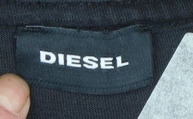 Diesel Men's Black Cotton Crew Neck Logo T-Shirt Size S
