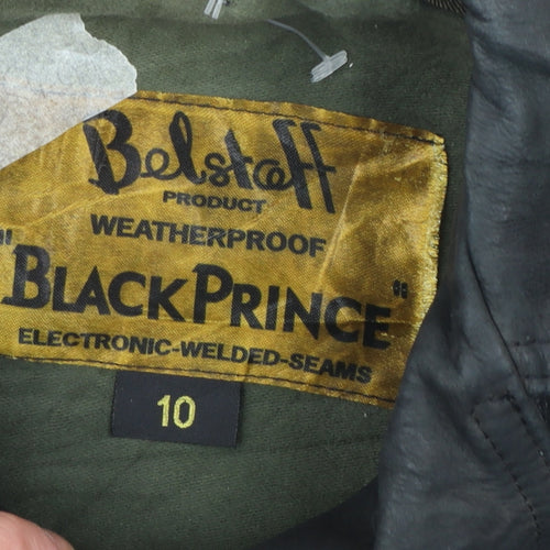 Belstaff Boys Black Leather Pea Coat Jacket 10 Years Classic Weatherproof