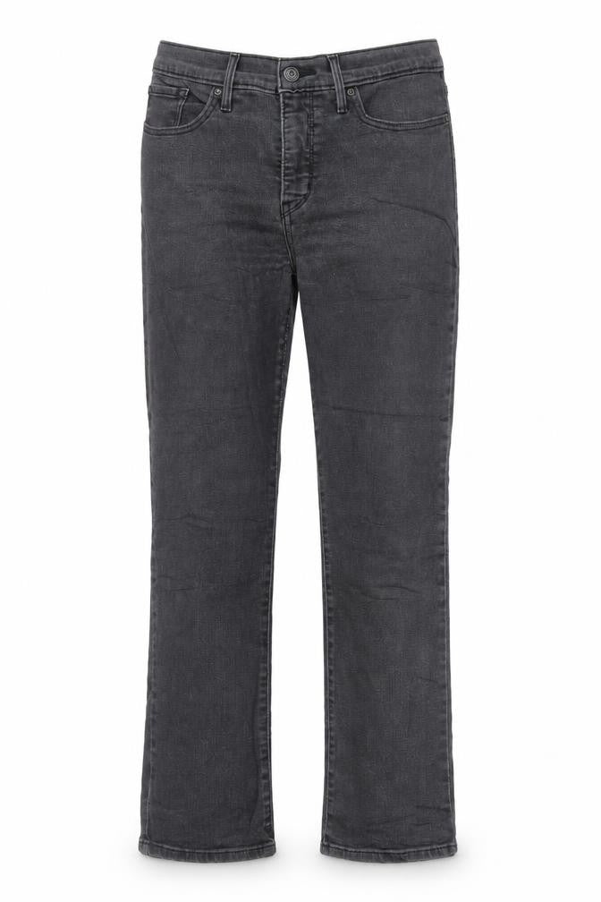 Front view of Levi's Women's Grey 314 Shaping Straight Stretch Jeans, size 31