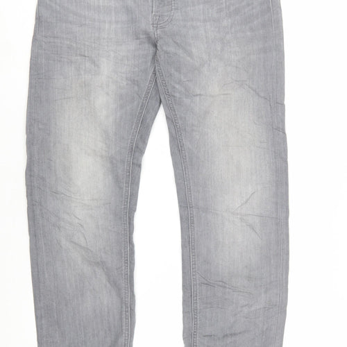 Lee Men's Grey Daren Button Fly Straight Jeans W32 L30 Cotton Blend