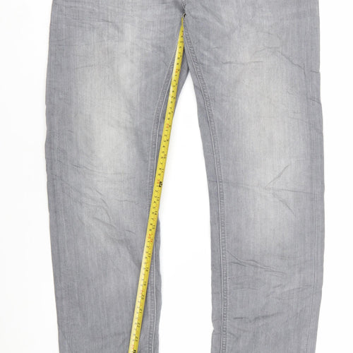Lee Men's Grey Daren Button Fly Straight Jeans W32 L30 Cotton Blend