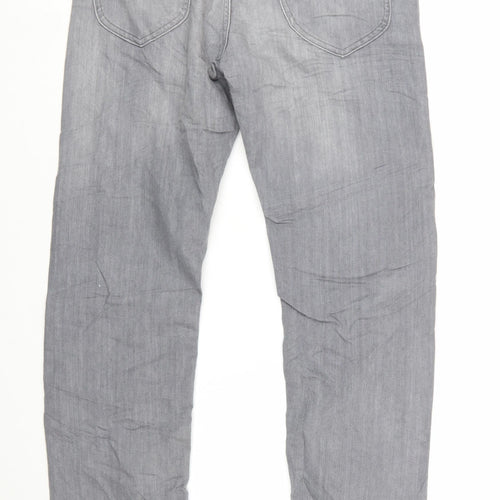 Lee Men's Grey Daren Button Fly Straight Jeans W32 L30 Cotton Blend