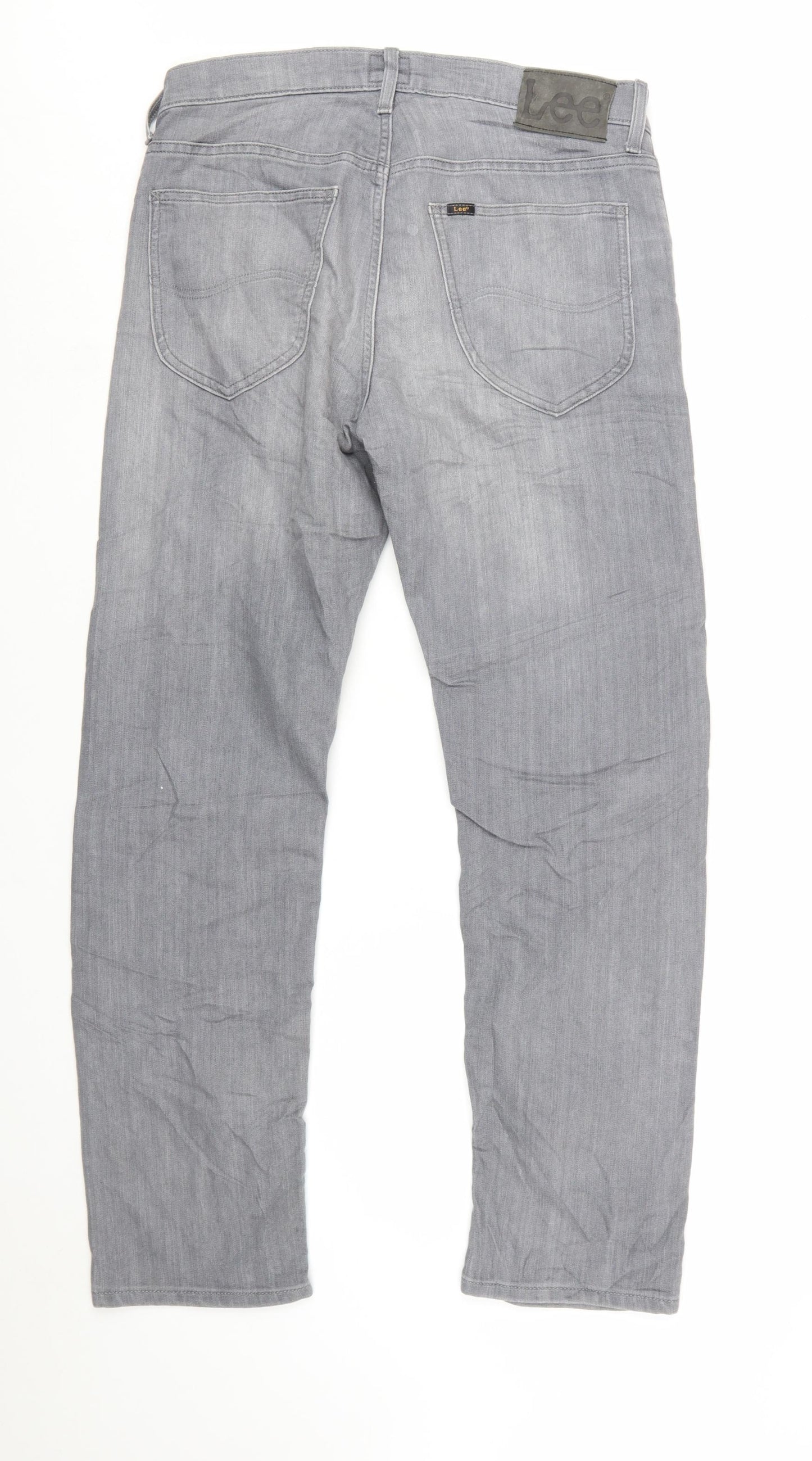 Lee Men's Grey Daren Button Fly Straight Jeans W32 L30 Cotton Blend