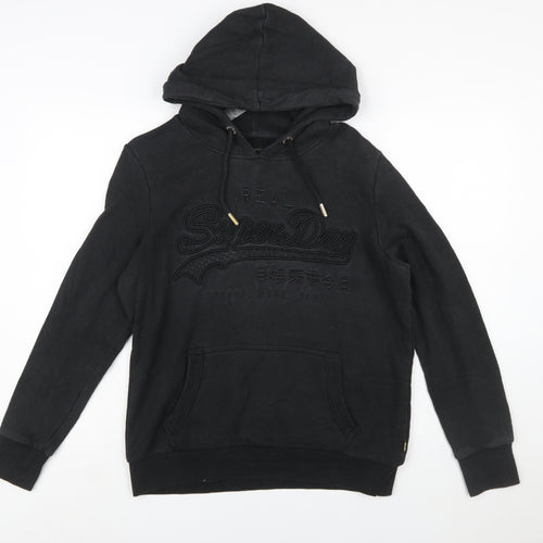 Superdry Womens Black Size 16 Pullover Hoodie with Logo Design