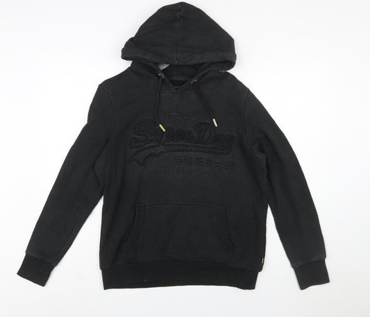 Superdry Womens Black Size 16 Pullover Hoodie with Logo Design