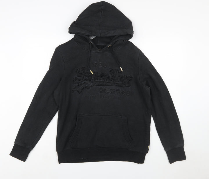 Superdry Womens Black Size 16 Pullover Hoodie with Logo Design