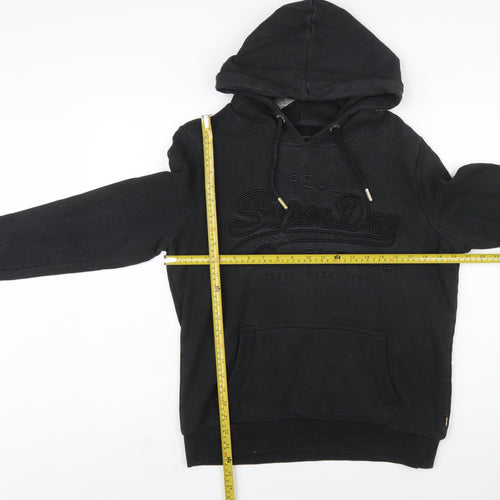 Superdry Womens Black Size 16 Pullover Hoodie with Logo Design