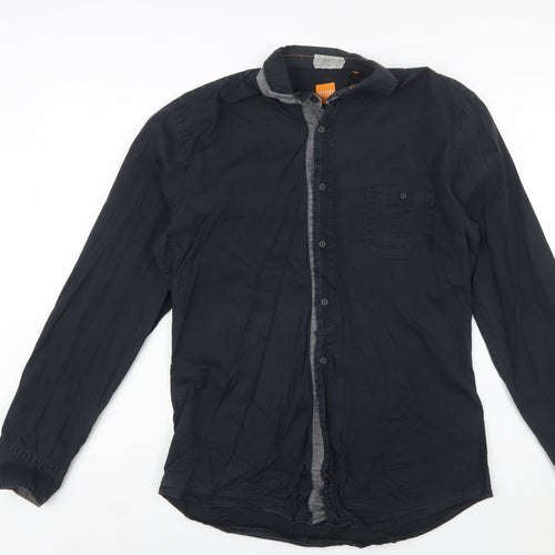 Hugo Boss Men's Navy Slim Fit Long Sleeve Button-Up Shirt L
