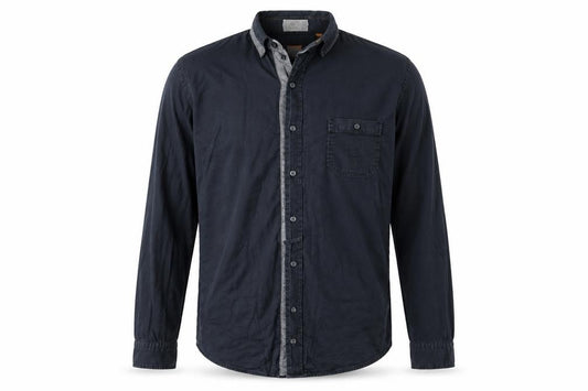Front view of Hugo Boss Men's Navy Slim Fit Long Sleeve Button-Up Shirt L