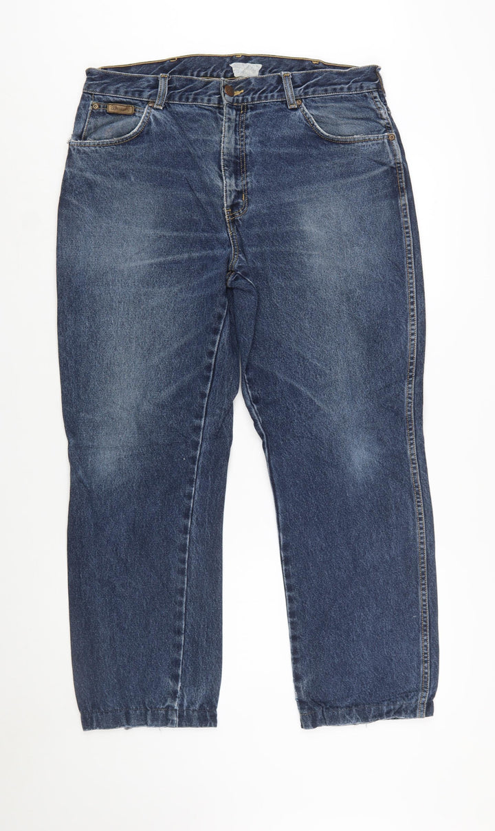 Wrangler Texas Men Blue 36x32 Straight Leg Denim Jeans