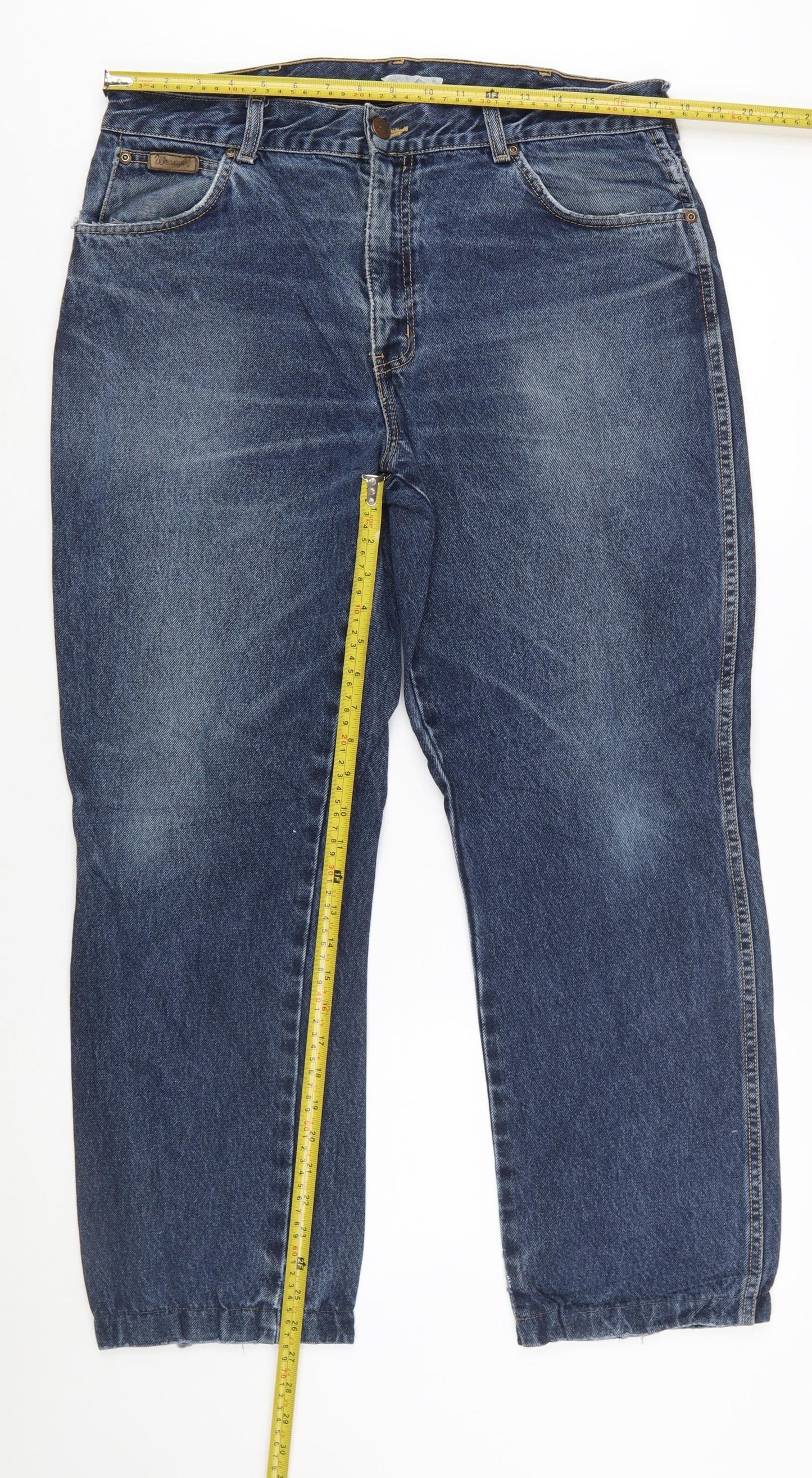 Wrangler Texas Men Blue 36x32 Straight Leg Denim Jeans