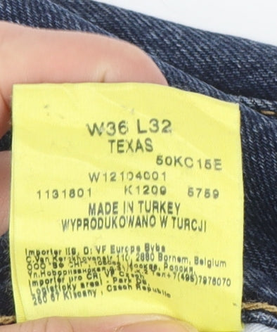 Wrangler Texas Men Blue 36x32 Straight Leg Denim Jeans