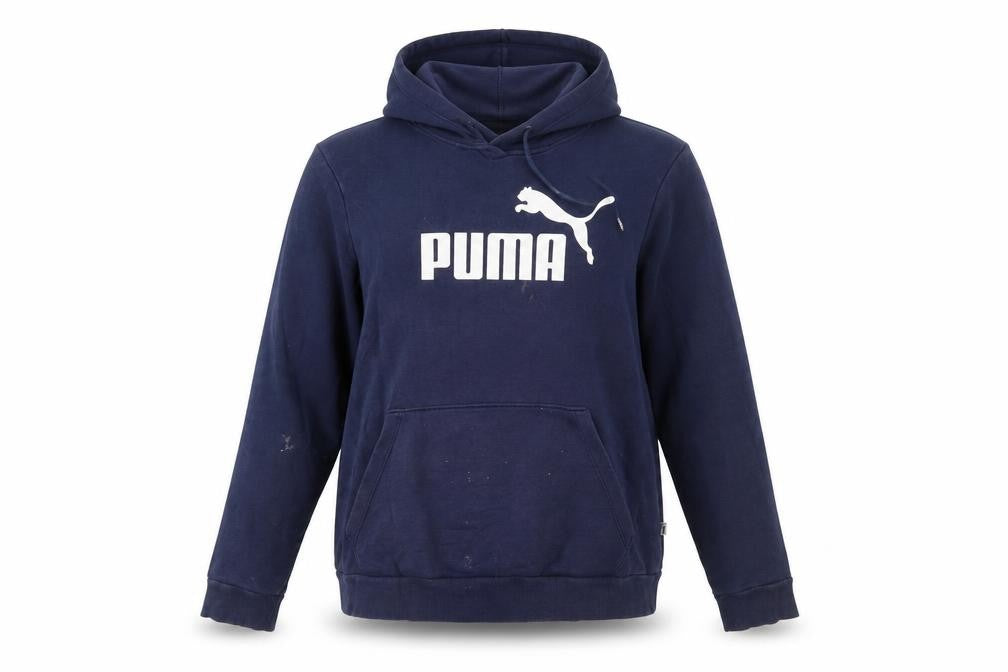 Front view of Puma Women Navy Blue Pullover Hoodie, size 14, Cotton Blend Sweatshirt