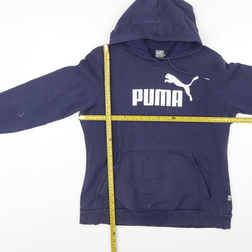 Puma Women Navy Blue Pullover Hoodie Size 14 Cotton Blend Sweatshirt