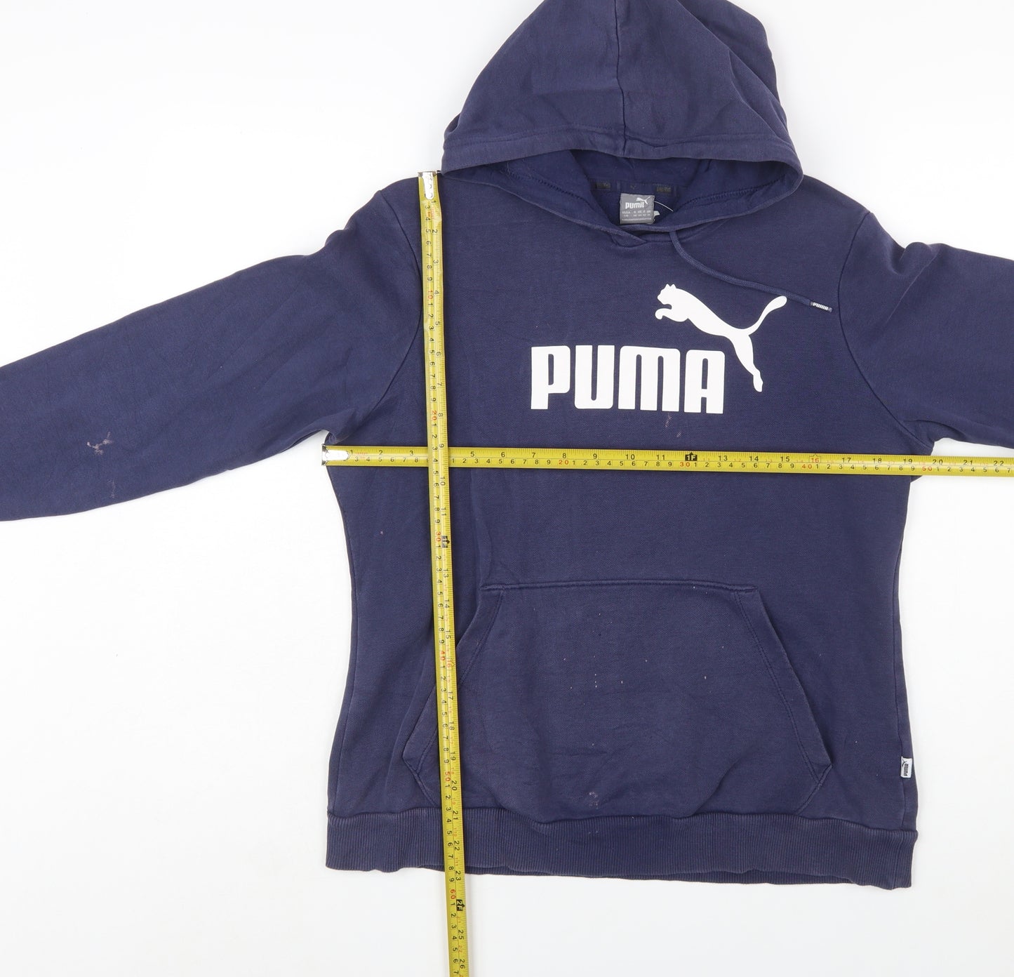 Puma Women Navy Blue Pullover Hoodie Size 14 Cotton Blend Sweatshirt