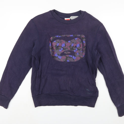 Puma Men's Navy Blue Graphic Print Crew Neck Sweatshirt Size S