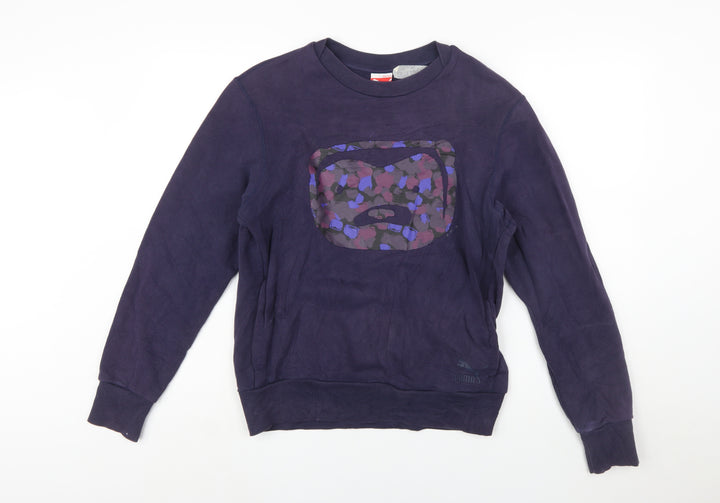 Puma Men's Navy Blue Graphic Print Crew Neck Sweatshirt Size S