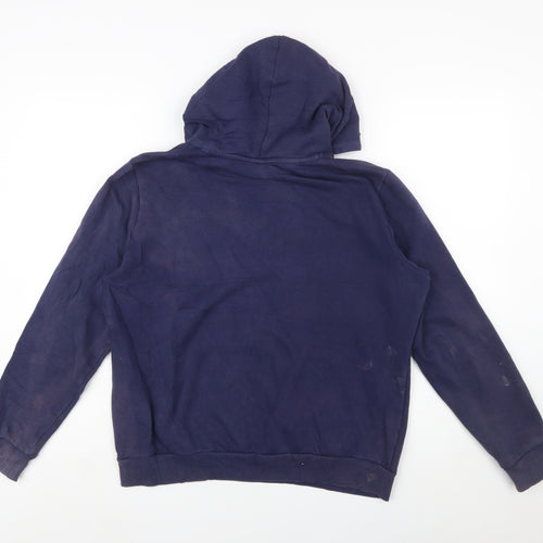Puma Men's Blue Pullover Hoodie L Fleece Logo Sweatshirt