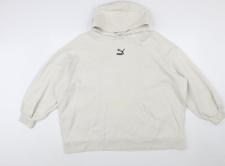 Puma Women’s Beige Hooded Pullover Sweatshirt XL Relaxed Fit
