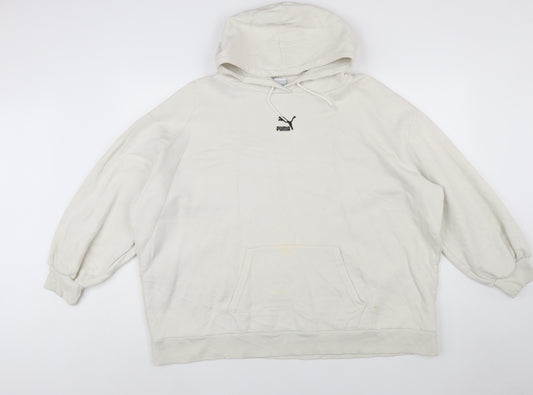 Puma Women’s Beige Hooded Pullover Sweatshirt XL Relaxed Fit