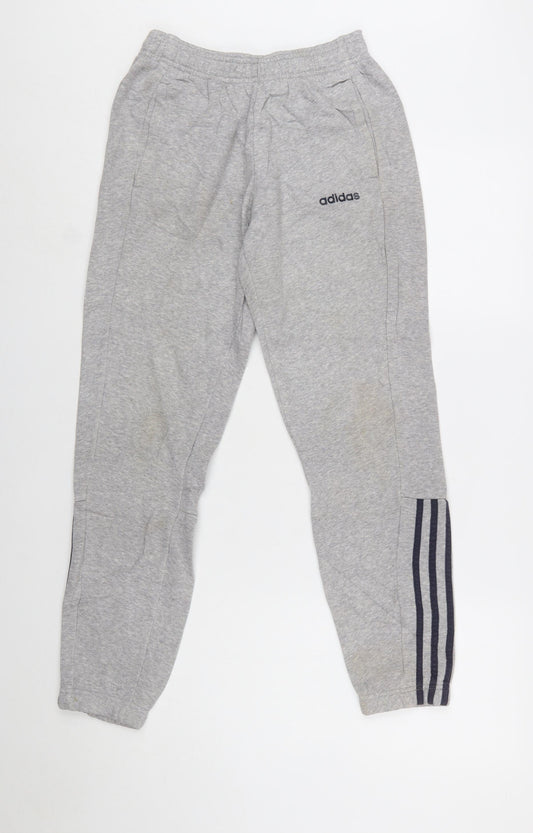 Adidas Boys Grey Jogger Sweatpants 11-12 Years Elastic Waist Cotton Blend