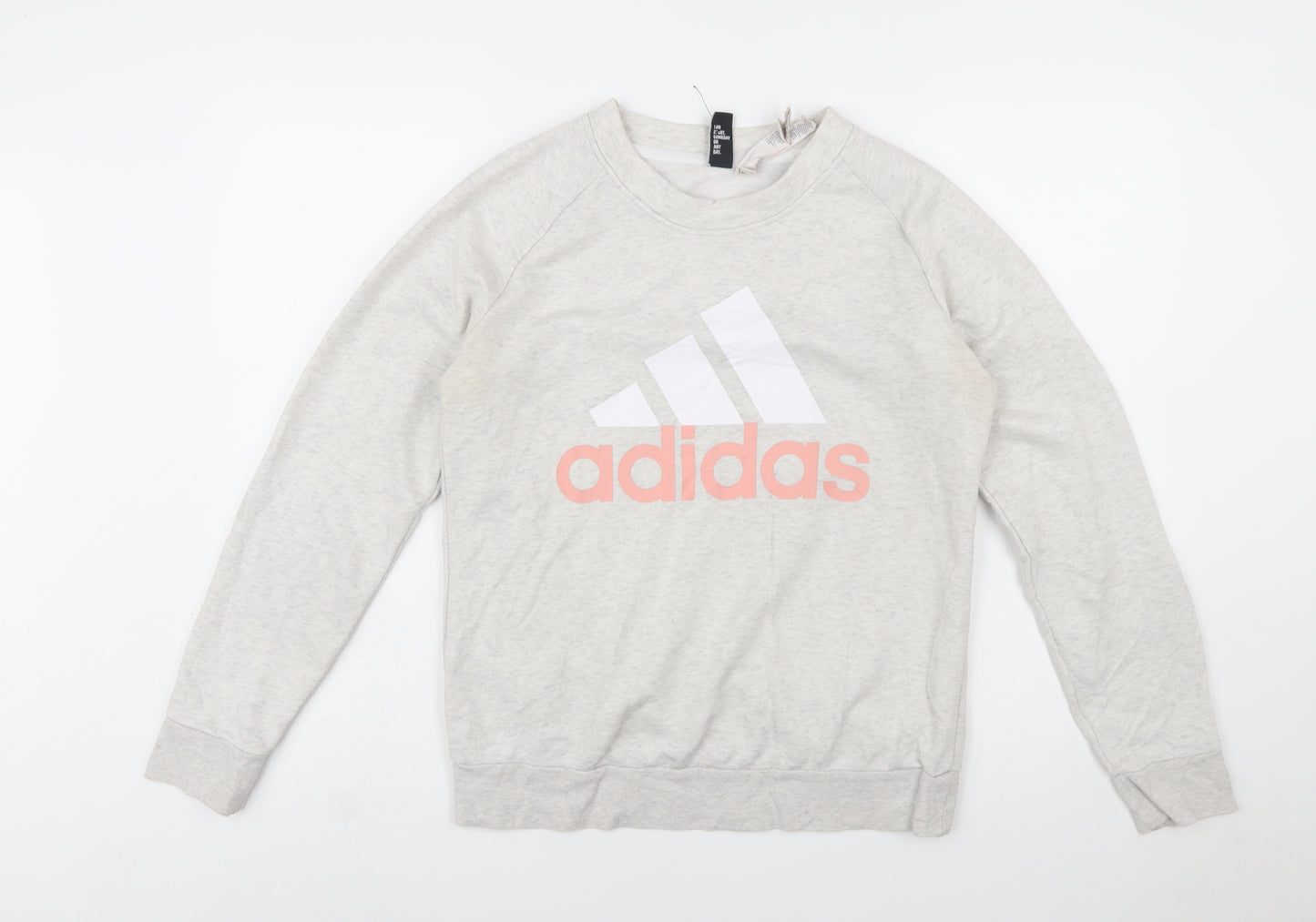 Adidas Women Grey Logo Crew Neck Sweatshirt Size M 12-14