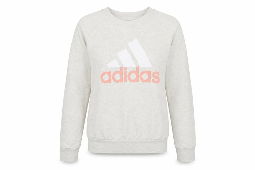 Front view of Adidas Women Grey Logo Crew Neck Sweatshirt, size M, 12-14