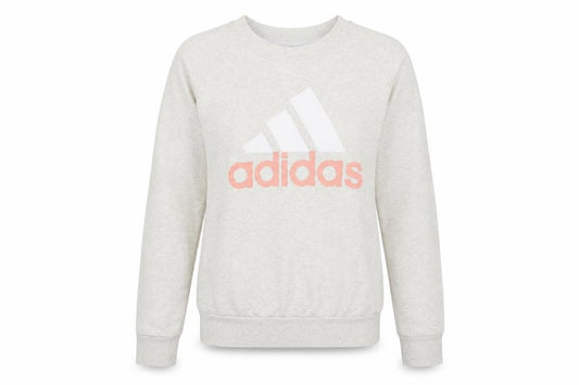Front view of Adidas Women Grey Logo Crew Neck Sweatshirt, size M, 12-14