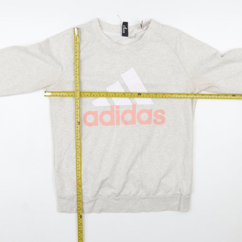 Adidas Women Grey Logo Crew Neck Sweatshirt Size M 12-14
