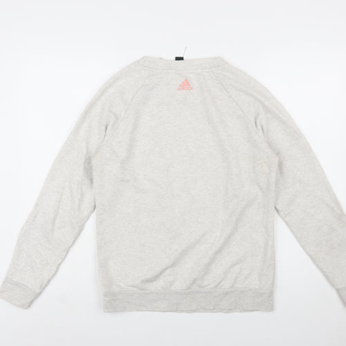 Adidas Women Grey Logo Crew Neck Sweatshirt Size M 12-14