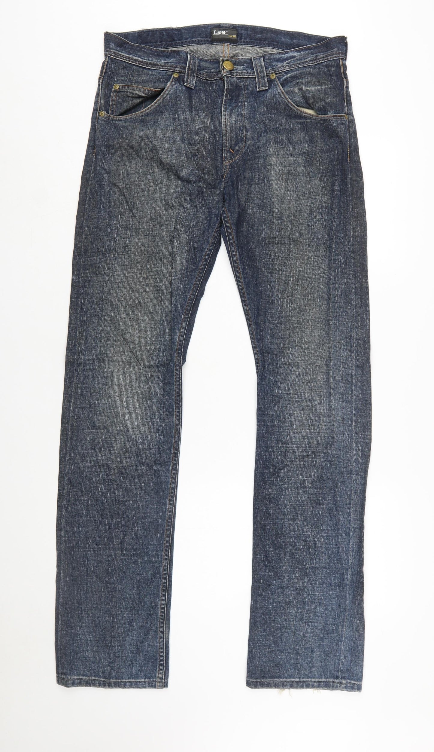 Lee Men's Blue Straight Leg Regular Fit Denim Jeans W32 L34