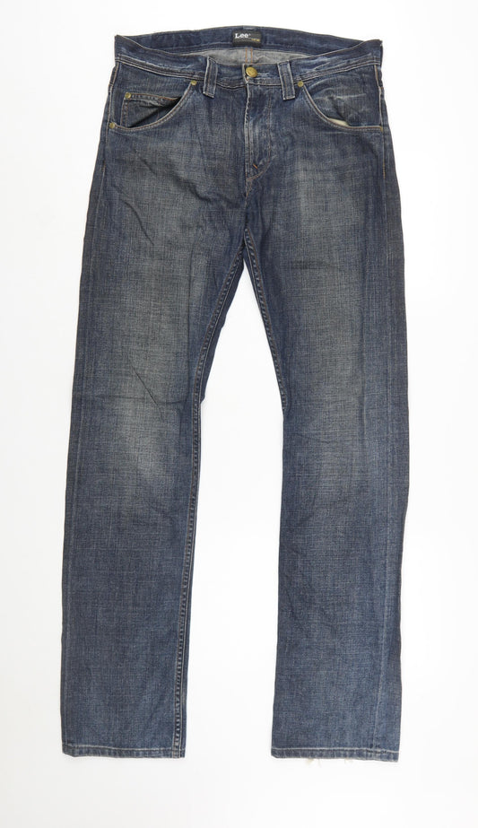 Lee Men's Blue Straight Leg Regular Fit Denim Jeans W32 L34
