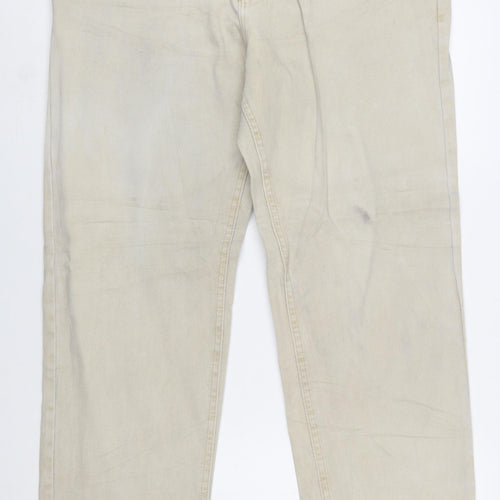 Lee Men's Beige 38x30 Straight Fit Cotton Denim Jeans