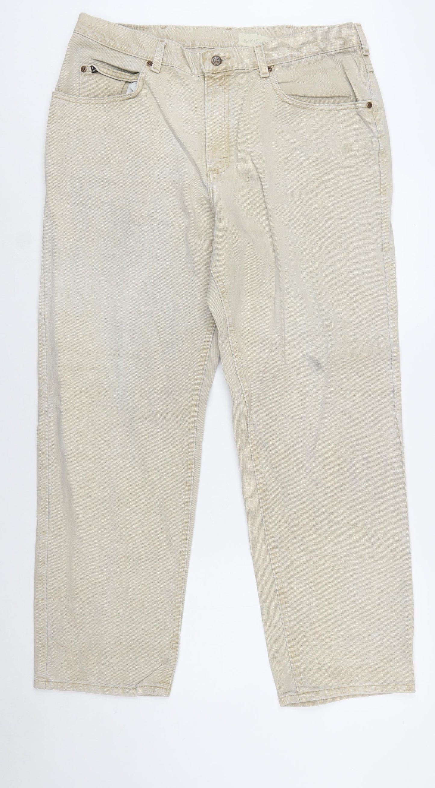 Lee Men's Beige 38x30 Straight Fit Cotton Denim Jeans