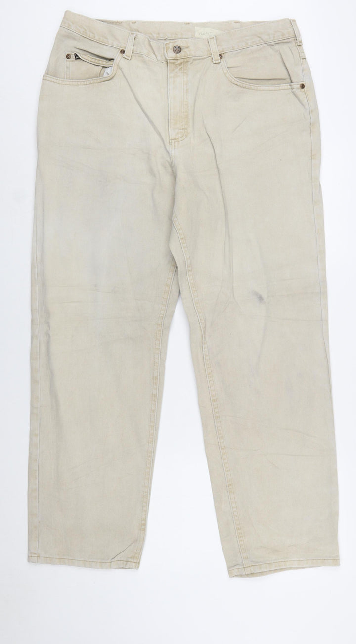 Lee Men's Beige 38x30 Straight Fit Cotton Denim Jeans