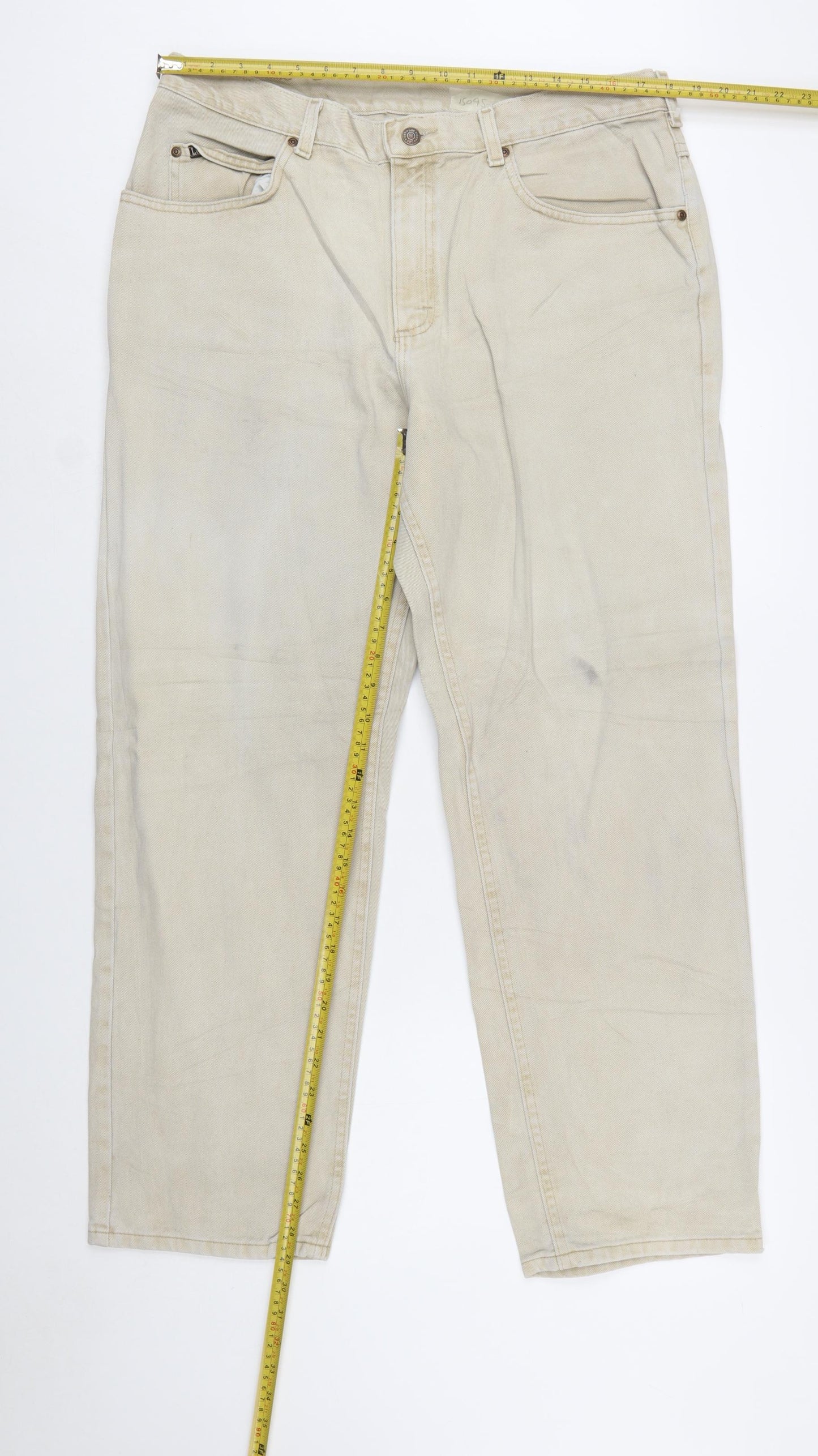 Lee Men's Beige 38x30 Straight Fit Cotton Denim Jeans