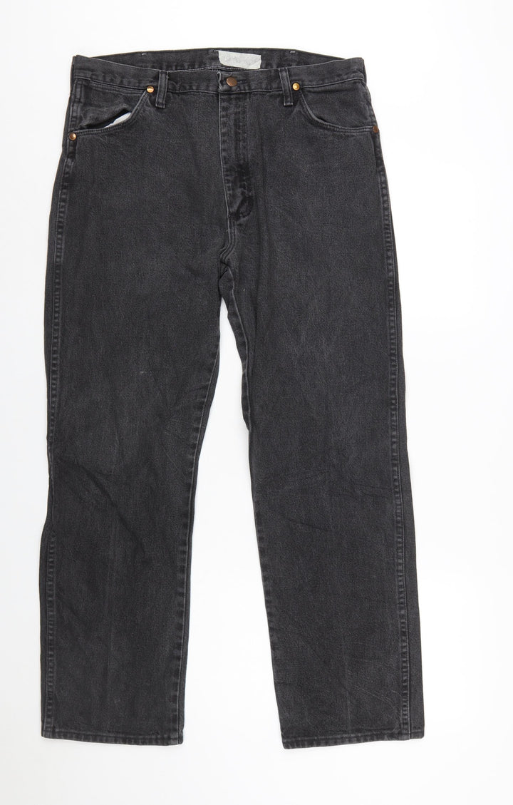 Wrangler Men's Black Straight Jeans 36x30 Regular Fit Denim