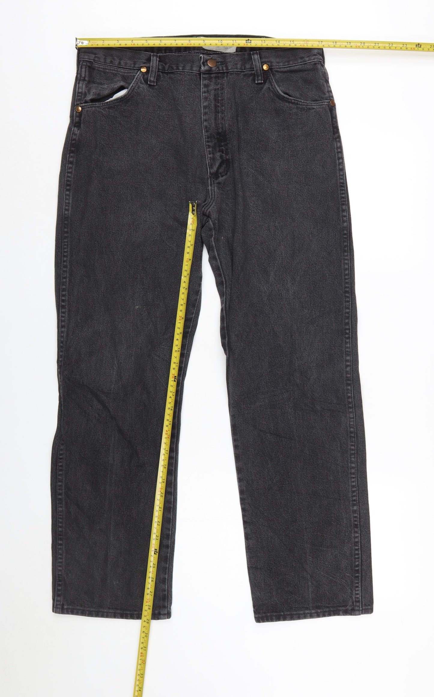 Wrangler Men's Black Straight Jeans 36x30 Regular Fit Denim