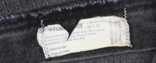Wrangler Men's Black Straight Jeans 36x30 Regular Fit Denim