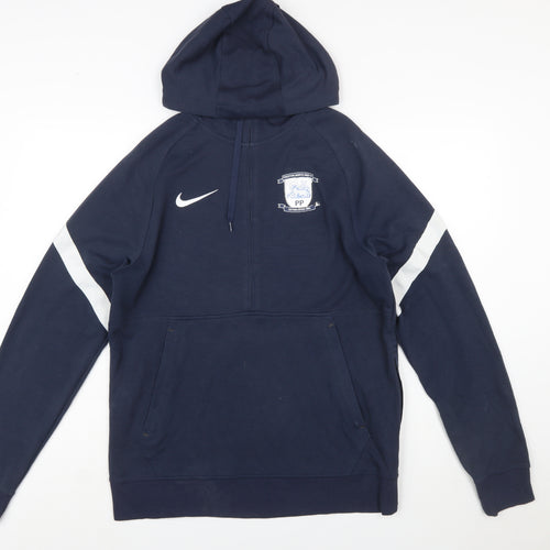Nike Men's Blue Dri-FIT Pullover Hoodie Medium Football Sports Top