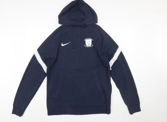 Nike Men's Blue Dri-FIT Pullover Hoodie Medium Football Sports Top
