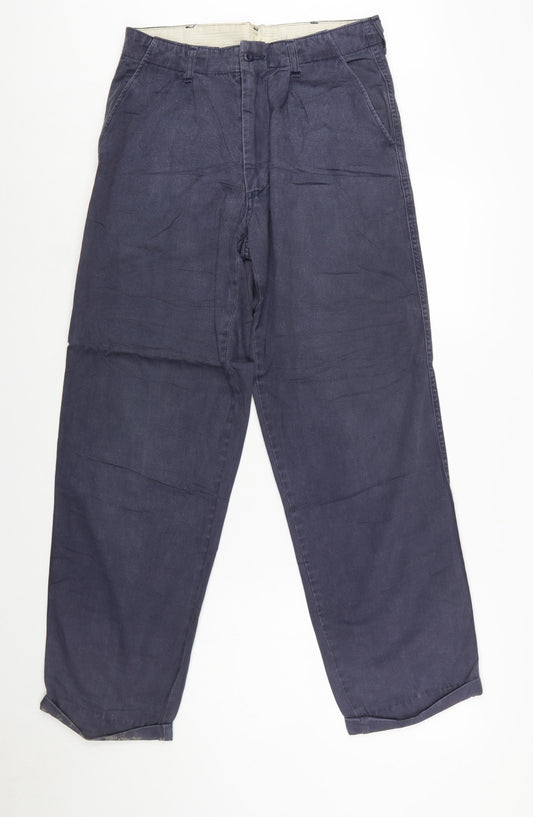 Avirex Men's Blue Cotton Chino Trousers Size 30 Regular Fit