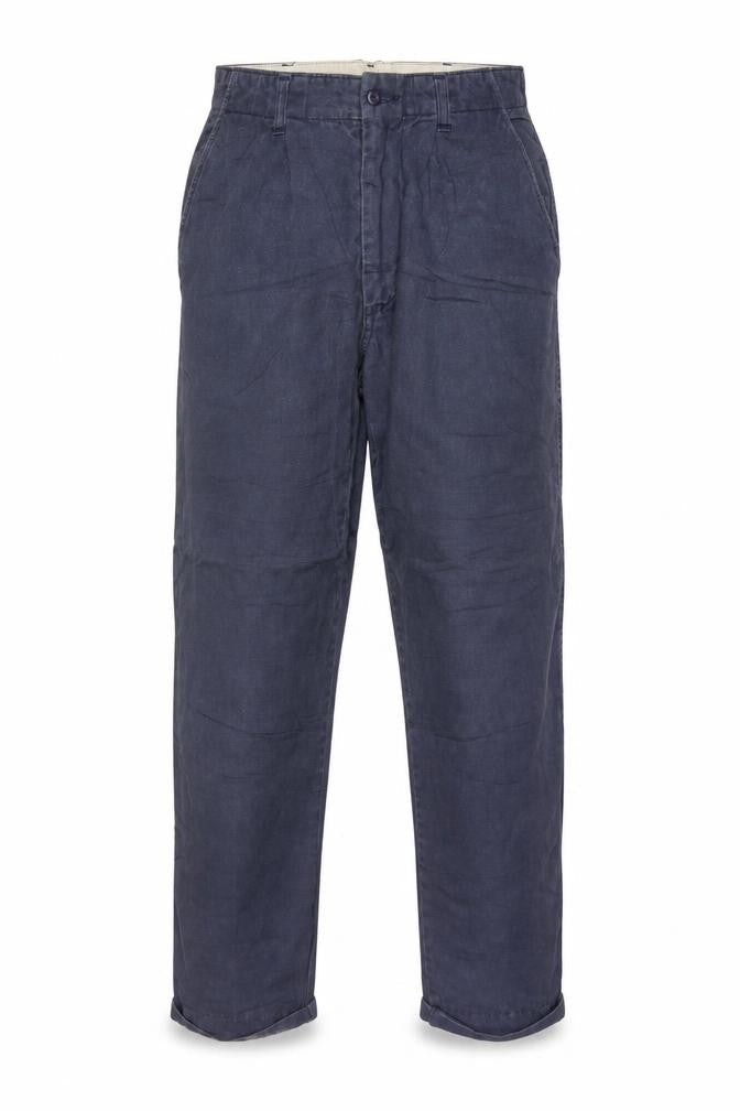 Front view of Avirex Men's Blue Cotton Chino Trousers, size 30, Regular Fit