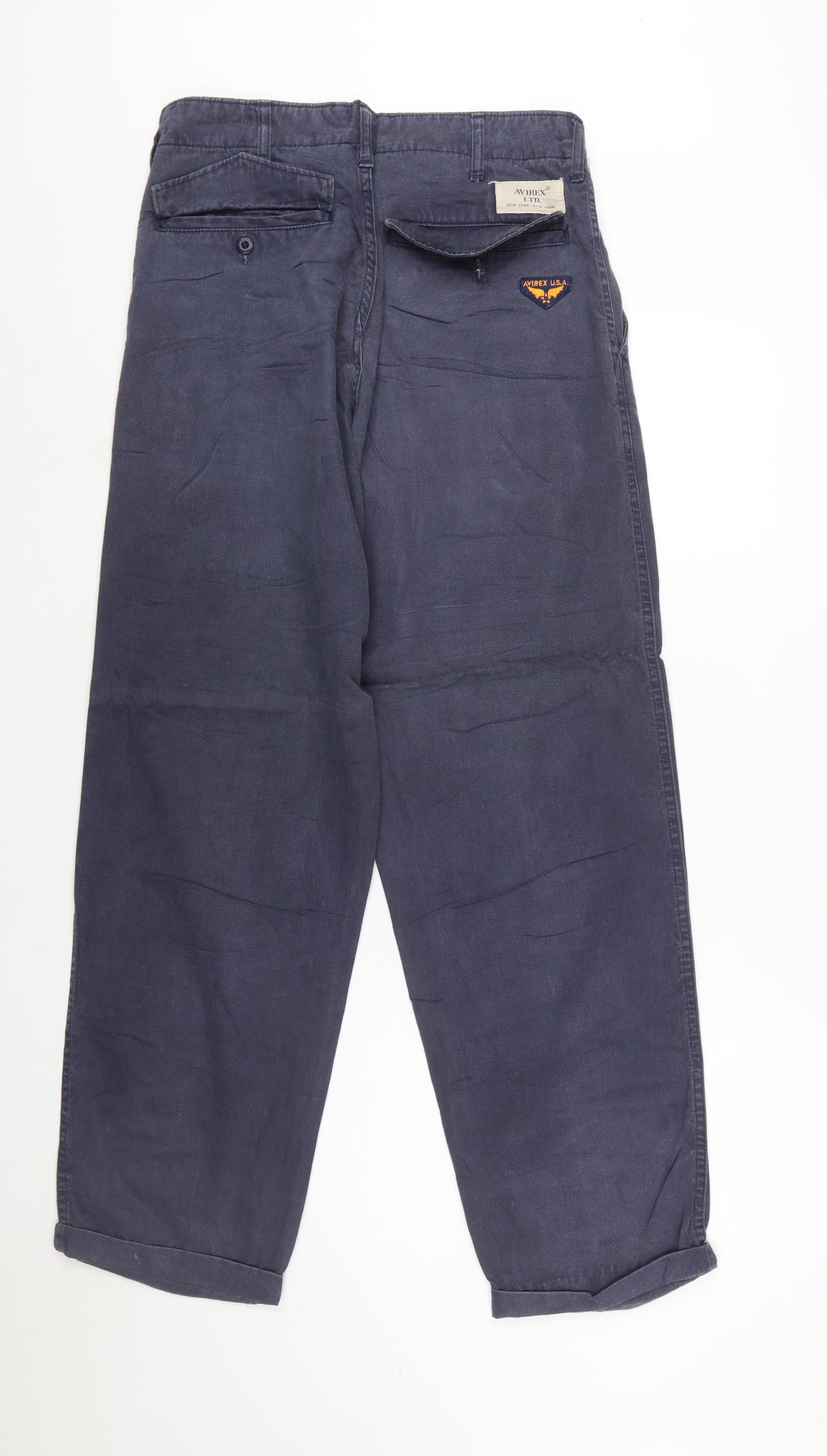 Avirex Men's Blue Cotton Chino Trousers Size 30 Regular Fit