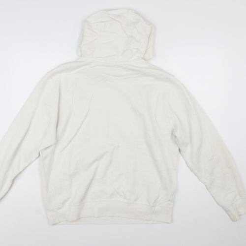 Nike Women Ivory Pullover Hoodie Medium Cotton Blend Logo Casual
