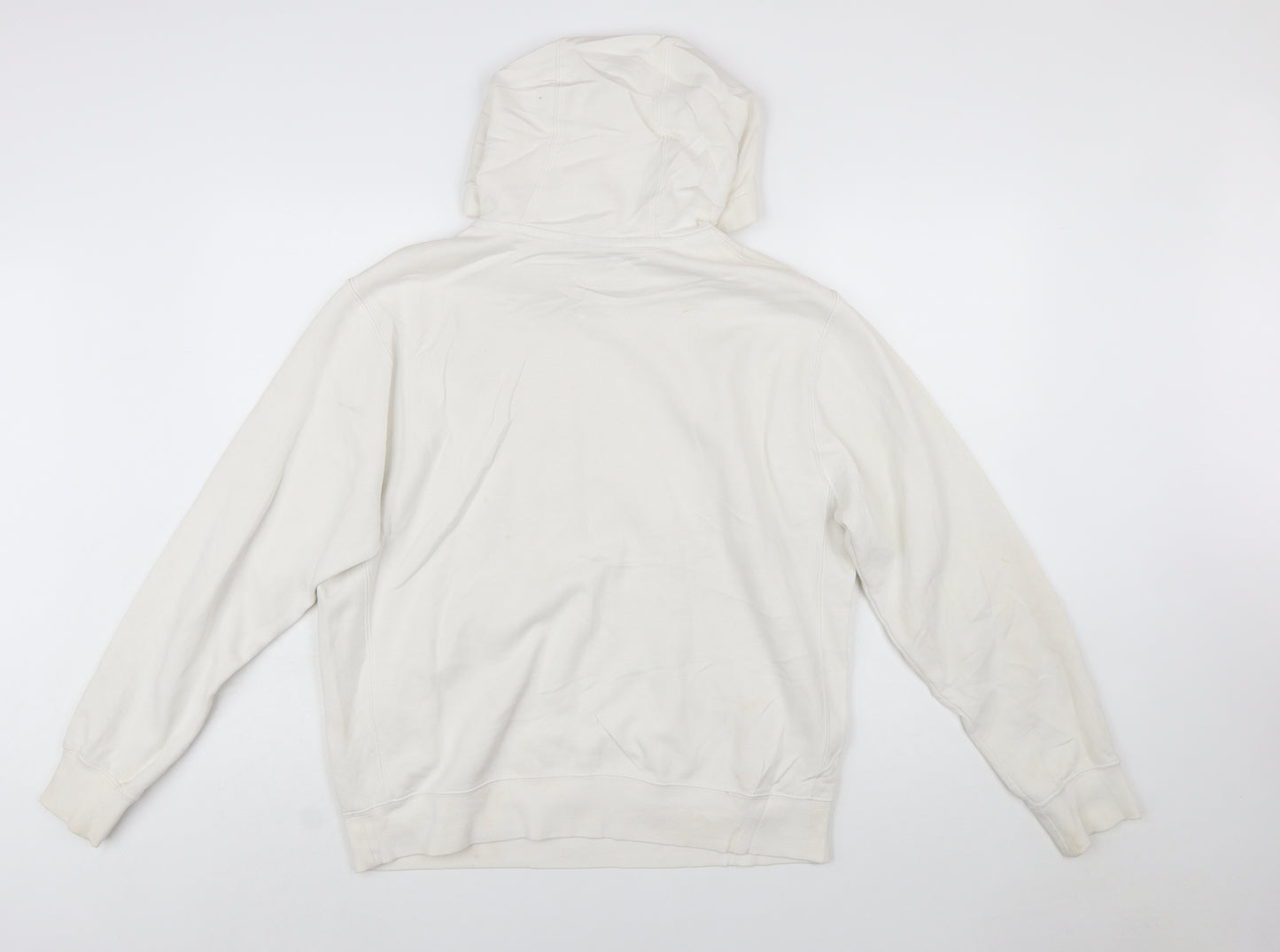 Nike Women Ivory Pullover Hoodie Medium Cotton Blend Logo Casual